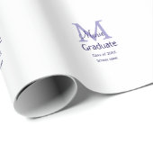 Afstuderen Naam toevoegen Monogram paarse Simple M Cadeaupapier (Rol Hoek)
