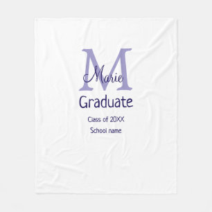 Afstuderen Naam toevoegen Monogram paarse Simple M Fleece Deken