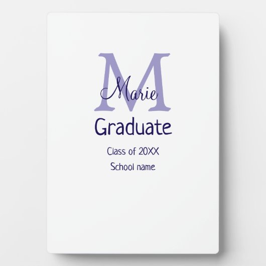 Afstuderen Naam toevoegen Monogram paarse Simple M Fotoplaat (voorkant)