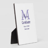 Afstuderen Naam toevoegen Monogram paarse Simple M Fotoplaat (Zijkant)