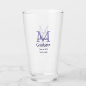 Afstuderen Naam toevoegen Monogram paarse Simple M Glas (Achterkant)