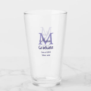 Afstuderen Naam toevoegen Monogram paarse Simple M Glas