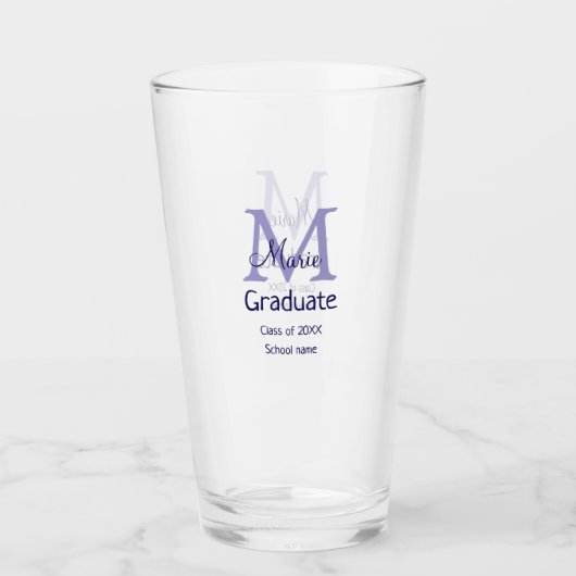 Afstuderen Naam toevoegen Monogram paarse Simple M Glas (Voorkant)