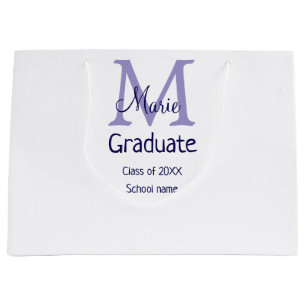 Afstuderen Naam toevoegen Monogram paarse Simple M Groot Cadeauzakje
