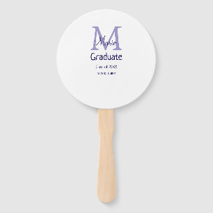 Afstuderen Naam toevoegen Monogram paarse Simple M Handwaaier