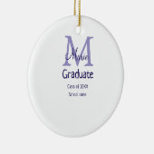 Afstuderen Naam toevoegen Monogram paarse Simple M Keramisch Ornament (Rechts)