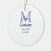 Afstuderen Naam toevoegen Monogram paarse Simple M Keramisch Ornament (Links)