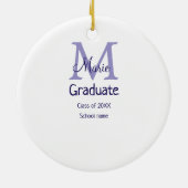 Afstuderen Naam toevoegen Monogram paarse Simple M Keramisch Ornament (Achterkant)