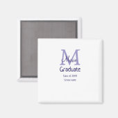Afstuderen Naam toevoegen Monogram paarse Simple M Magneet (Voorkant / Achterkant)