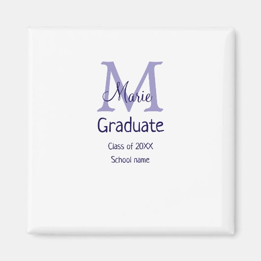 Afstuderen Naam toevoegen Monogram paarse Simple M Magneet (Voorkant)