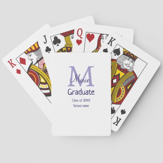 Afstuderen Naam toevoegen Monogram paarse Simple M Pokerkaarten (Achterkant)