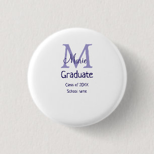 Afstuderen Naam toevoegen Monogram paarse Simple M Ronde Button 3,2 Cm