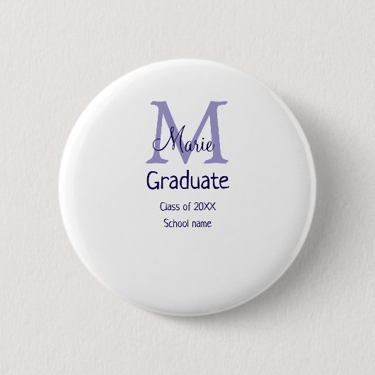 Afstuderen Naam toevoegen Monogram paarse Simple M Ronde Button 5,7 Cm (Voorkant)