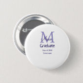 Afstuderen Naam toevoegen Monogram paarse Simple M Ronde Button 5,7 Cm (Voorkant /achterkant)