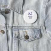 Afstuderen Naam toevoegen Monogram paarse Simple M Ronde Button 5,7 Cm (In situ)