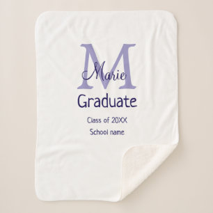 Afstuderen Naam toevoegen Monogram paarse Simple M Sherpa Deken
