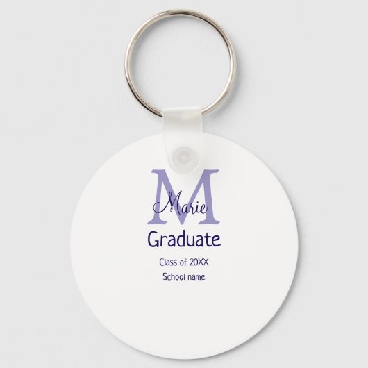 Afstuderen Naam toevoegen Monogram paarse Simple M Sleutelhanger (Voorkant)