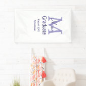 Afstuderen Naam toevoegen Monogram paarse Simple M Spandoek (Insitu)