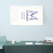 Afstuderen Naam toevoegen Monogram paarse Simple M Spandoek (Beurs)