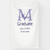 Afstuderen Naam toevoegen Monogram paarse Simple M Spandoek (Verticaal)