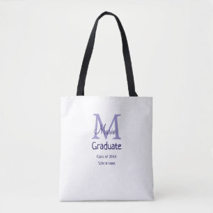 Afstuderen Naam toevoegen Monogram paarse Simple M Tote Bag