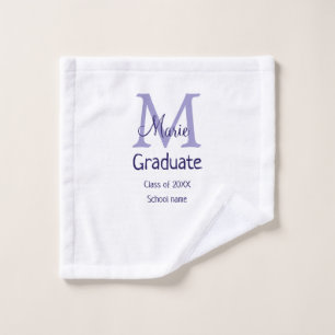 Afstuderen Naam toevoegen Monogram paarse Simple M Washandje