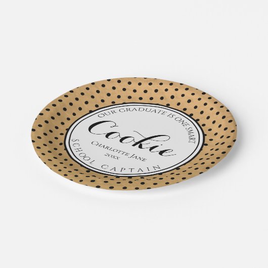 Afstuderen naam: Ze is één slim koekje Papieren Bordje (Gekanteld)