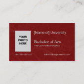 Afstuderen naamkaart met foto's - maroon-geborstel contactkaartje (Achterkant)