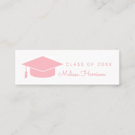 afstuderen naamkaart, vrouwenklasse, roze contactkaartje