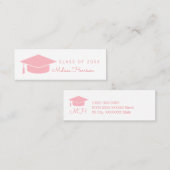 afstuderen naamkaart, vrouwenklasse, roze contactkaartje (Voorkant / Achterkant)