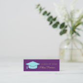 afstuderen naamkaartje, elegante klasse van, paars contactkaartje (Staand voorkant)