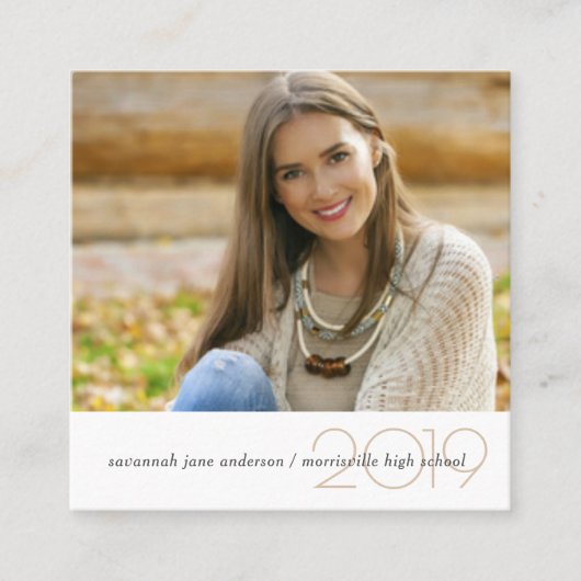 Afstuderen Name Cards Easy-Edit Photo Square Contactkaartje (Voorkant)