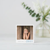 Afstuderen Name Cards Easy-Edit Photo Square Contactkaartje (Staand voorkant)