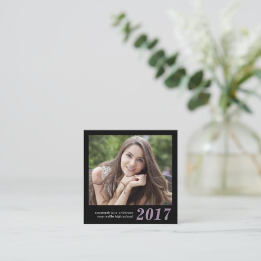 Afstuderen Name Cards Easy-Edit Photo Square Contactkaartje (Staand voorkant)