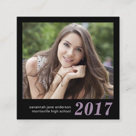 Afstuderen Name Cards Easy-Edit Photo Square Contactkaartje (Voorkant)