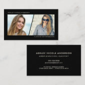 Afstuderen Name Cards Slanted 2-Photo Networking Contactkaartje (Voorkant / Achterkant)