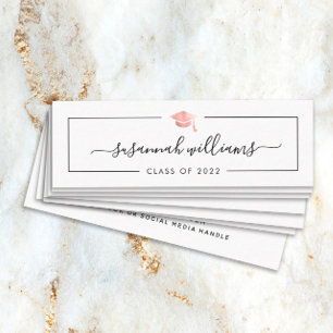 Afstuderen Name Kaart Modern Script Roos Gold Pet Contactkaartje