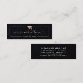 Afstuderen Name Kaart Modern Script Roos Gold Pet Mini Visitekaartje (Voorkant / Achterkant)