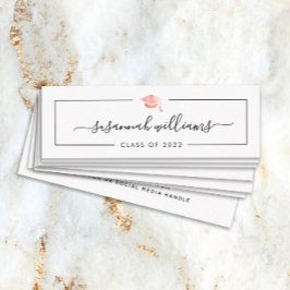 Afstuderen Name Kaart Modern Script Roos Gold Pet Mini Visitekaartje