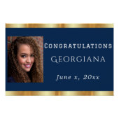 Afstuderen Navy Blauw Goud Satijn Foto Perfect Poster (Voorkant)