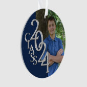 Afstuderen Navy Blue 2024 Foto Ornament (voorkant)