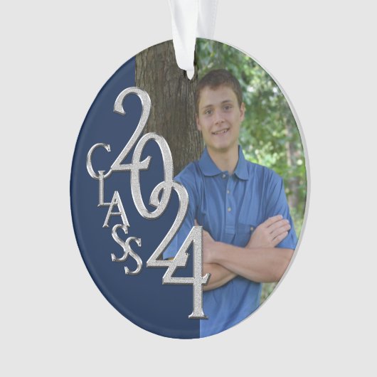 Afstuderen Navy Blue 2024 Foto Ornament (voorkant)