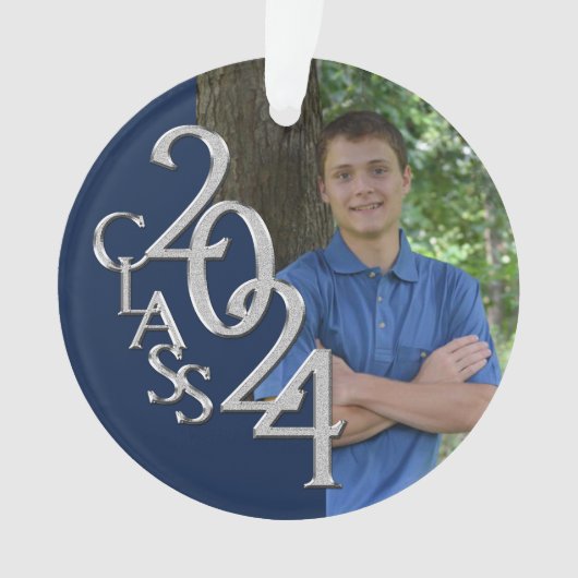 Afstuderen Navy Blue 2024 Foto Ornament (voorkant)