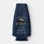 Afstuderen Navy Blue Afstudeerder Party 2025 Custo Flesjeskoeler (Voorkant)