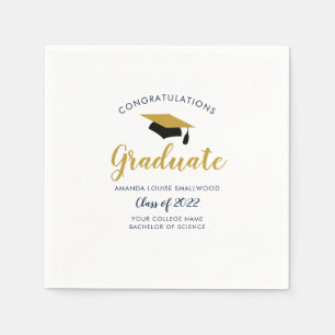 Afstuderen Navy Blue Afstudeerder Party Class of 2 Servet