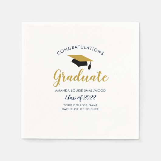 Afstuderen Navy Blue Afstudeerder Party Class of 2 Servet (Voorkant)