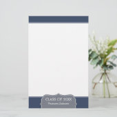 Afstuderen - Navy Blue Border met Klasse van Briefpapier (Staand voorkant)