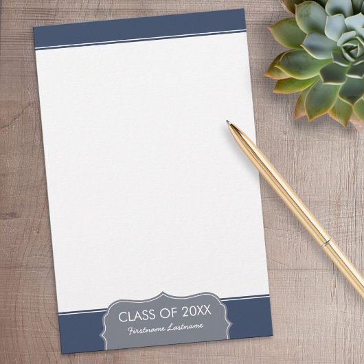Afstuderen - Navy Blue Border met Klasse van Briefpapier
