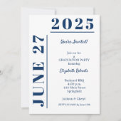 Afstuderen Navy Blue en White Party Kaart (Voorkant)