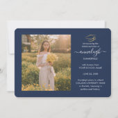 Afstuderen Navy Blue Gold 4 Photo Collage Script Aankondiging (Achterkant)